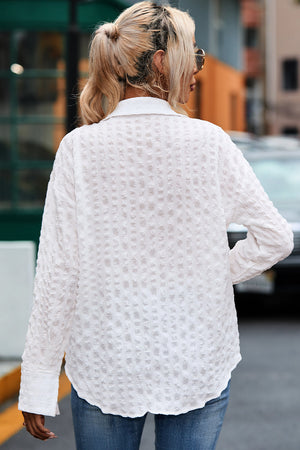 White Crinkled Plaid Textured Shirt-1