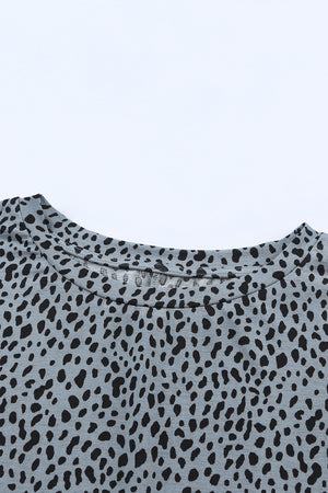 Gray Leopard Print Side Pockets Tunic Top-7