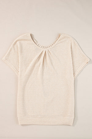 Oatmeal Guipure Lace Patch Textured T-shirt-6