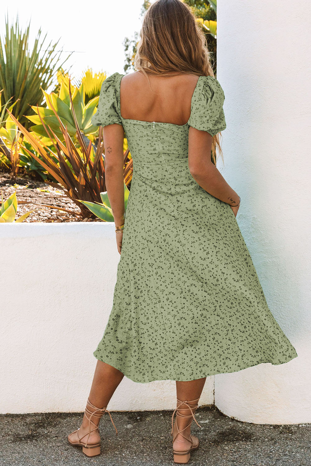 ΑΜΕΣΑ ΔΙΑΘΕΣΙΜΟ: πράσινο μίντι κοντομάνικο boho φόρεμα SONG