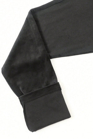 Black Solid High Waist Thermal Lined Leggings-5
