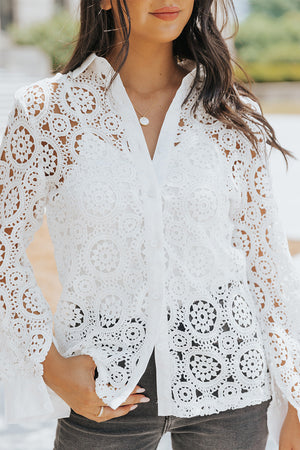 ΑΜΕΣΑ ΔΙΑΘΕΣΙΜΟ: άσπρο δαντελένιο πουκάμισο ANJANETTE