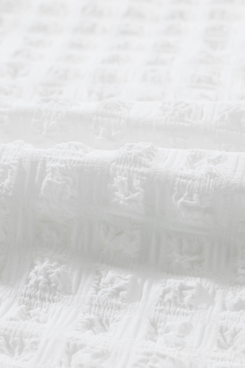 White Crinkled Plaid Textured Shirt-16
