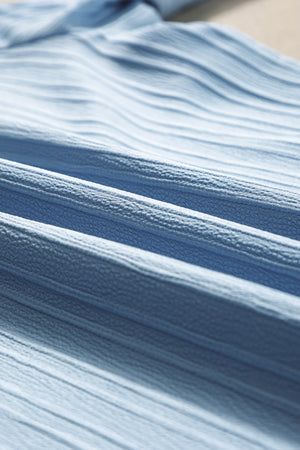 Beau Blue Ruffled Half Sleeve V Neck Textured Top-8