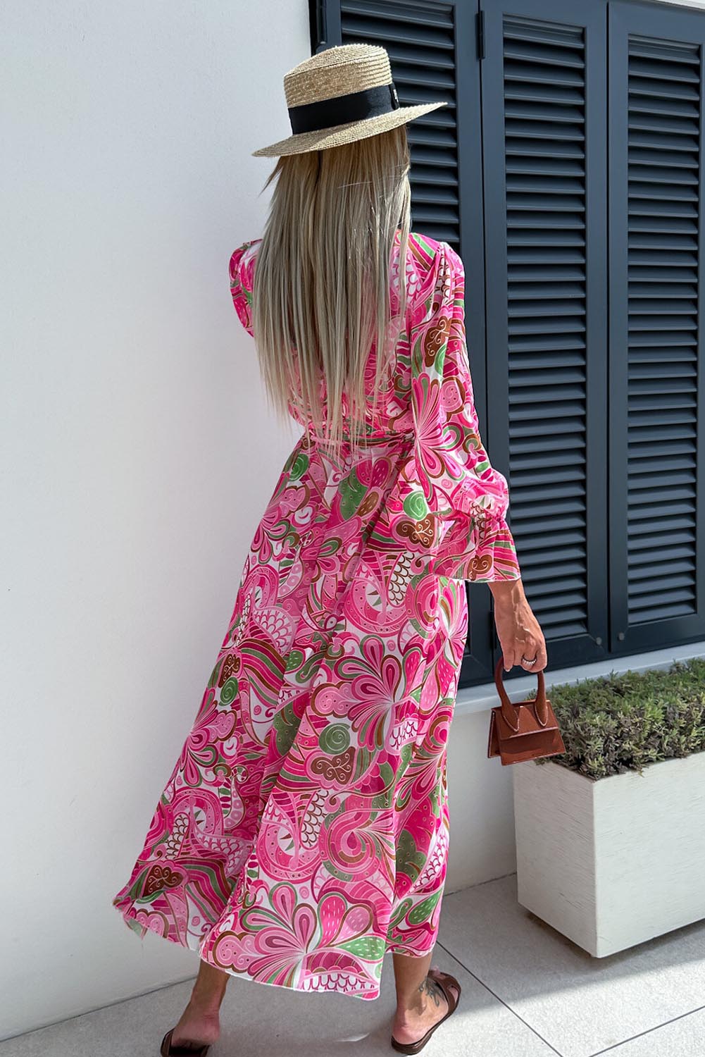 Rose Surplice V Neck Floral Maxi Dress-1