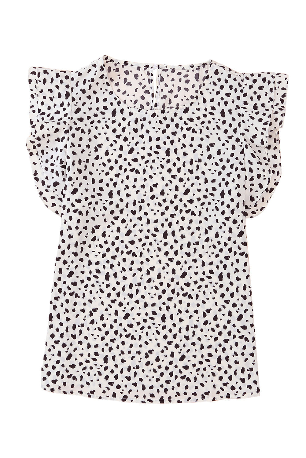 Leopard Spotted Print O-neck Ruffled Tank Top-5