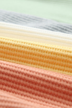 Multicolor Color Block V-Neck Waffle Knit Tank Top-14