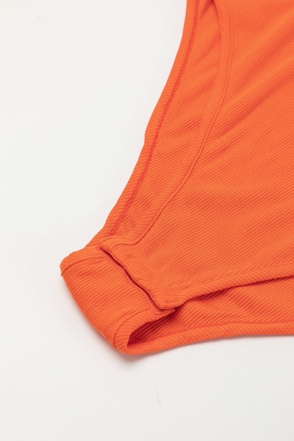 Orange Ribbed Knit Tiered Ruffled Sleeve Bodysuit-17