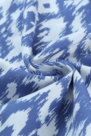 Sky Blue V Neck Casual Geometric Print Maxi Dress-11