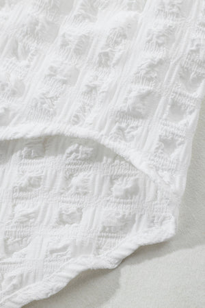 White Crinkled Plaid Textured Shirt-15