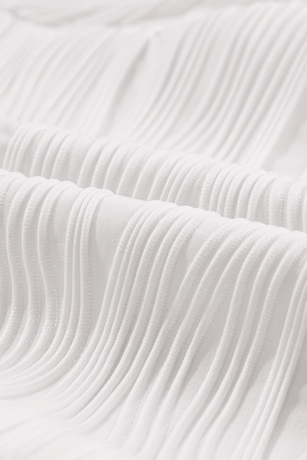 White Wavy Textured Ruffle Sleeve Top-14