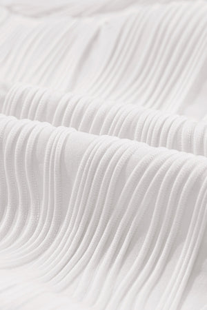 White Wavy Textured Ruffle Sleeve Top-14