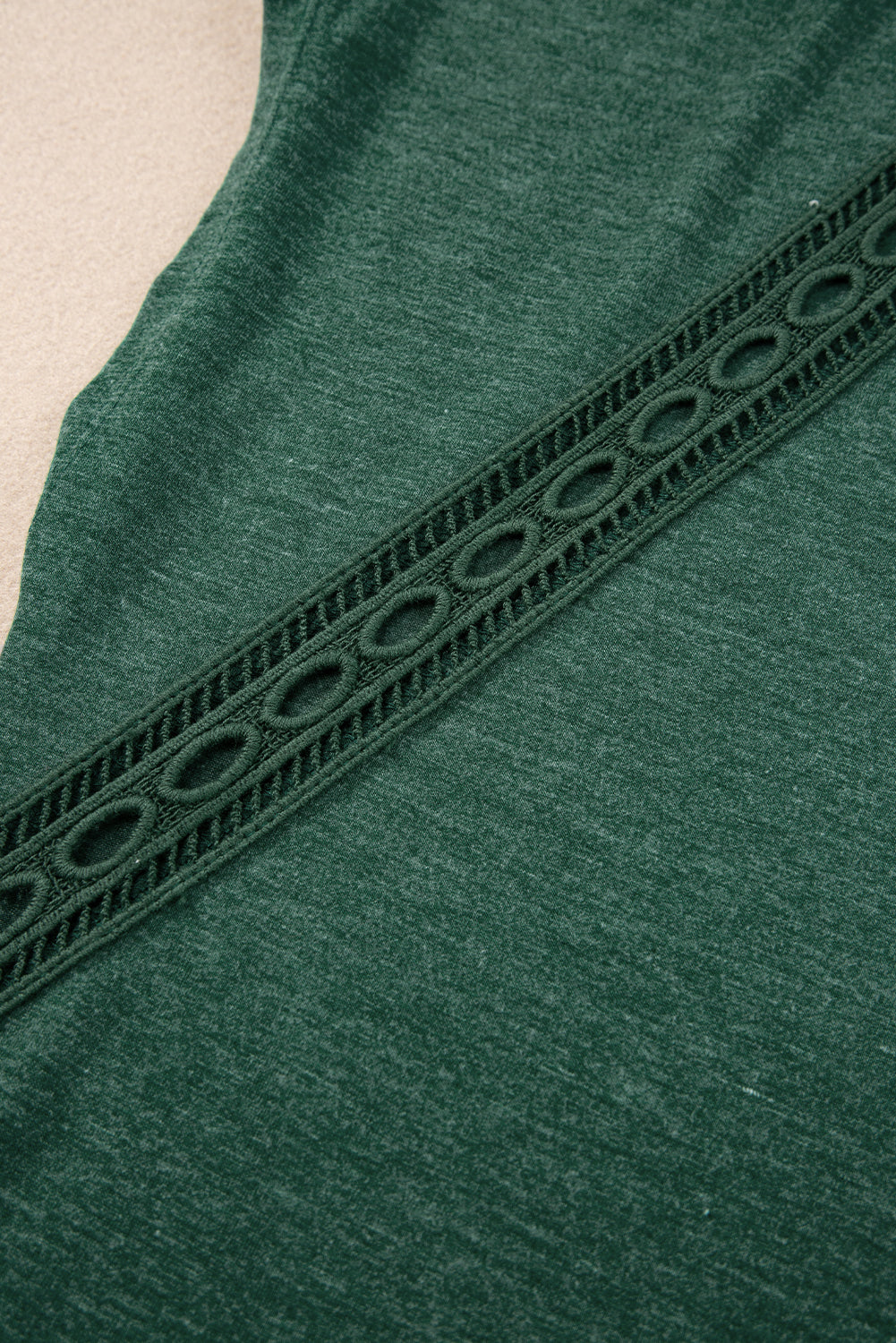 Blackish Green Crochet Lace Detail Oversized Tee-7