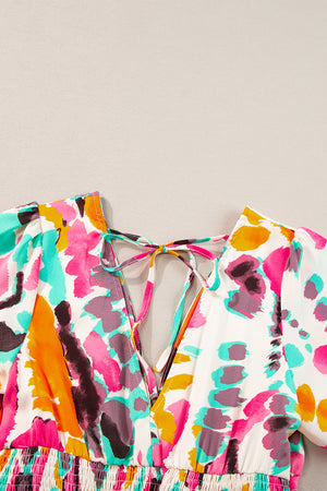 Pink Boho Tie-dye Print V Neck Maxi Dress-17