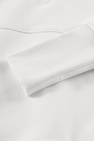 White Oversized Quarter-Zip Pullover Sweatshirt-9