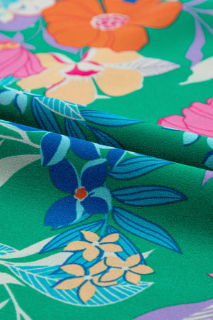 Green Floral Print Sleeveless Ruffle Tiered Maxi Dress-13