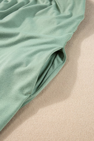 Grass Green V Neck Hidden Pocket Splits Maxi T-shirt Dress-15