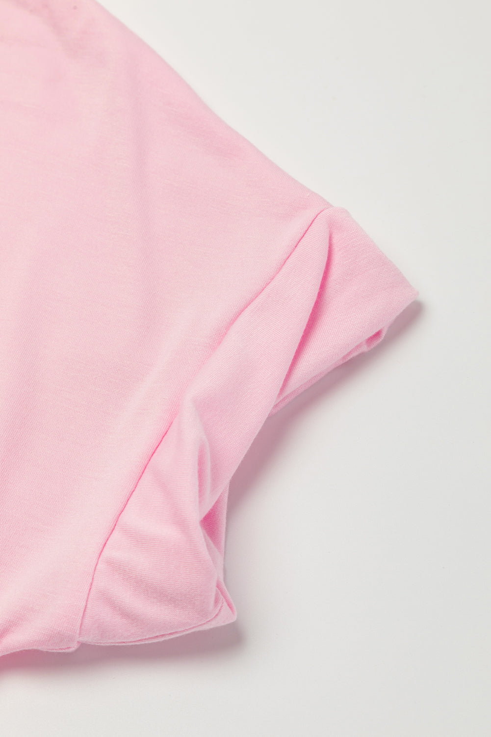 Pink V Neck Hidden Pocket Splits Maxi T-shirt Dress-9