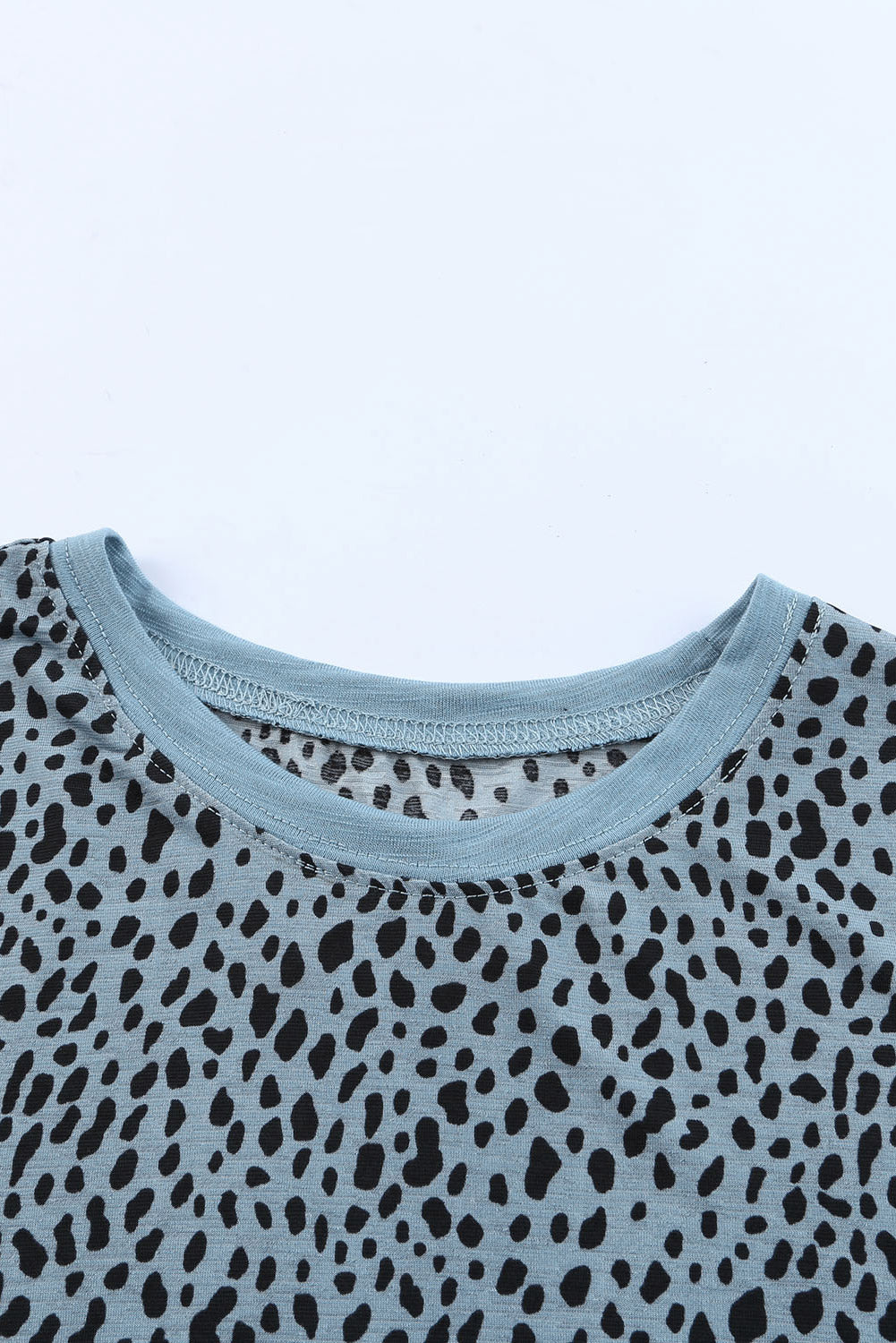 Gray Cheetah Print O-neck Short Sleeve T Shirt-16