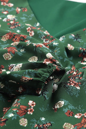 ΑΜΕΣΑ ΔΙΑΘΕΣΙΜΟ: πράσινο φλοράλ κρουαζέ τοπ με V ντεκολτέ JANITA