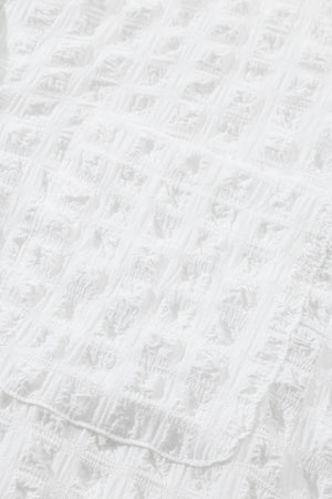 White Crinkled Plaid Textured Shirt-13