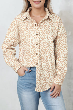Leopard Corduroy Button Up Shirt-5