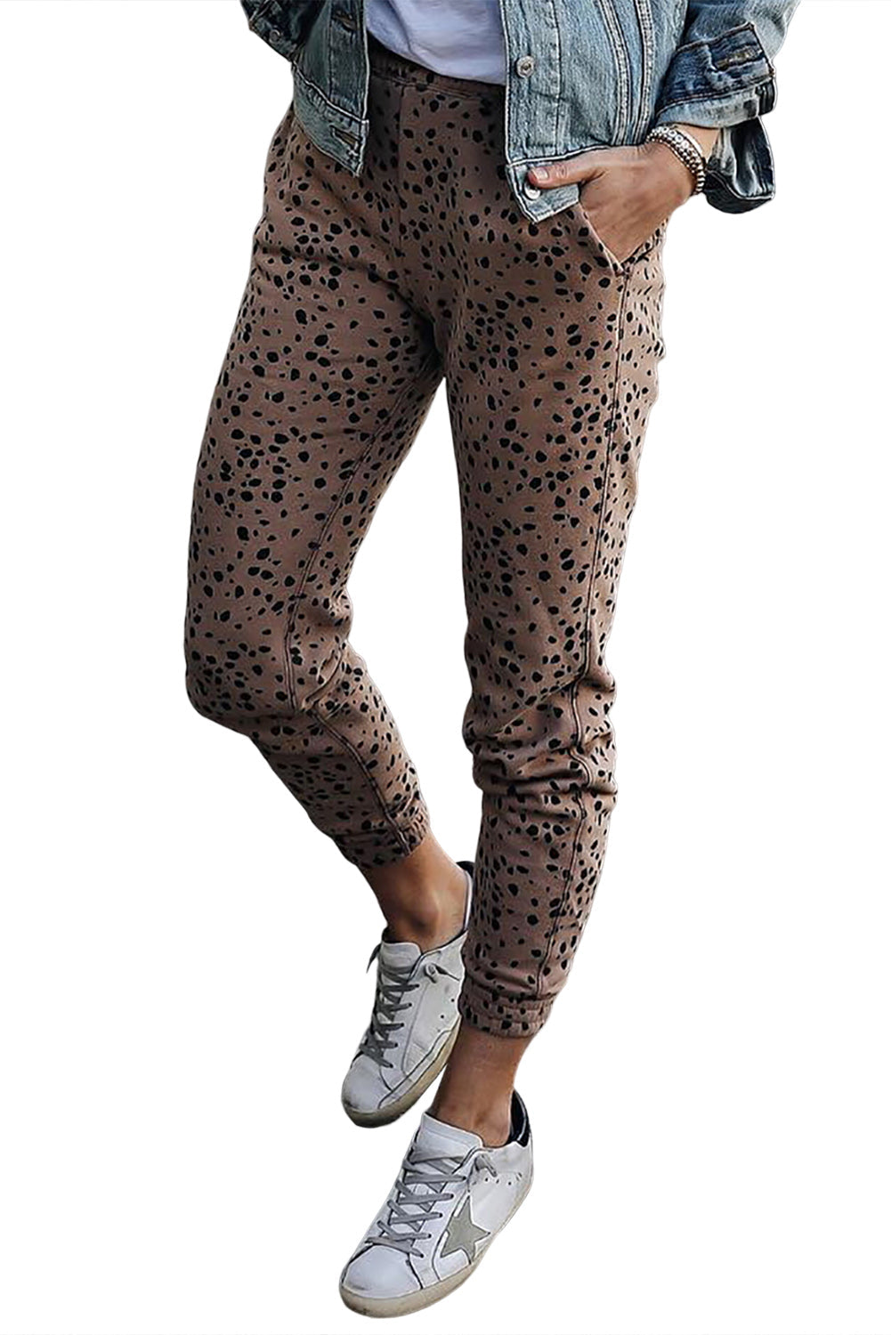 Leopard Animal Spots Pocketed Casual Skinny Pants-2