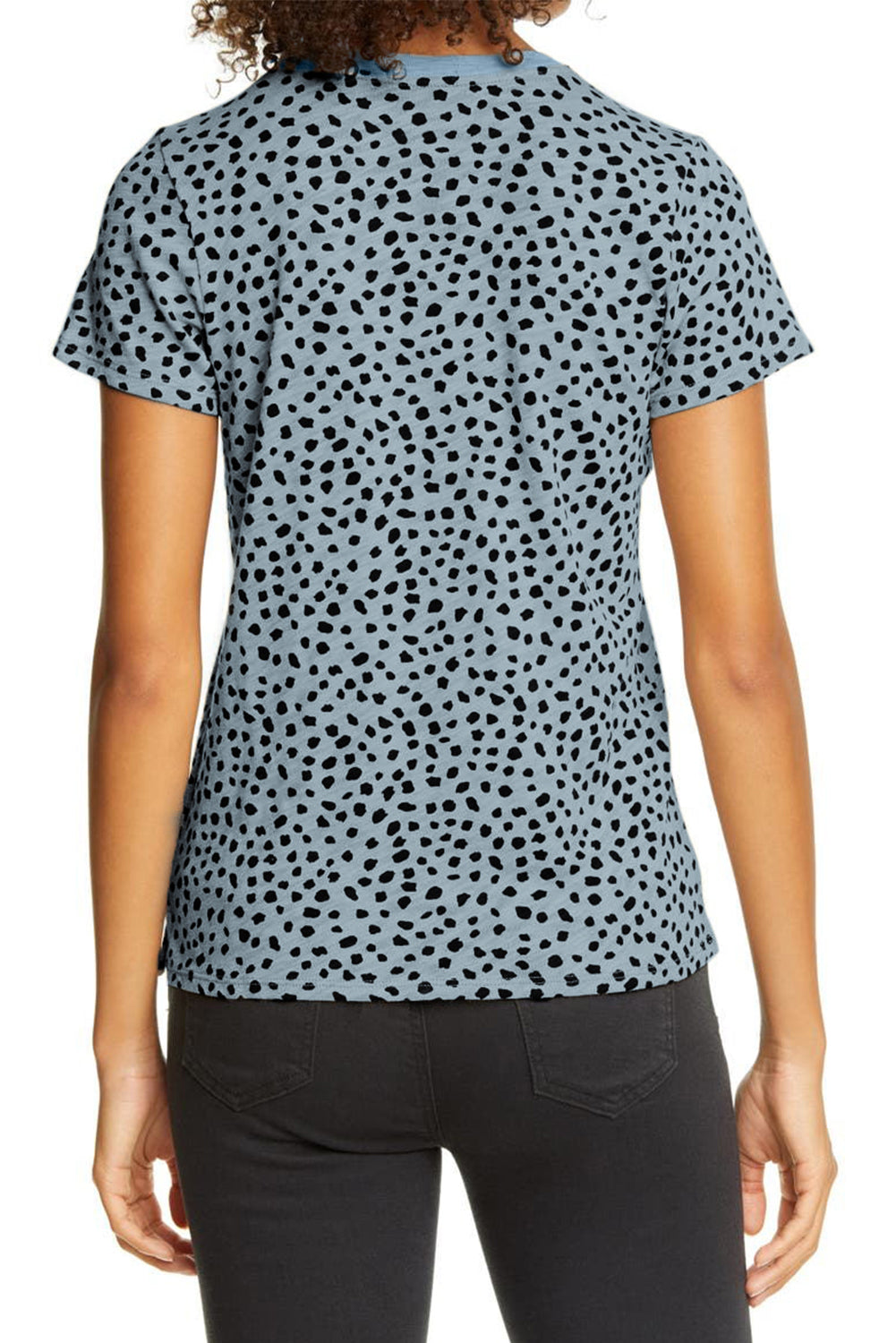 Gray Cheetah Print O-neck Short Sleeve T Shirt-1
