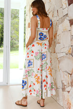 White Square Neck Tank and Wide Leg Pants Floral Set-1