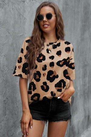 ΑΜΕΣΑ ΔΙΑΘΕΣΙΜΟ: λεοπάρ φαρδύ t shirt TANNA LEO