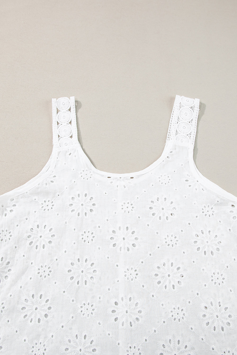 White Eyelet Embroidery Tank Top-7