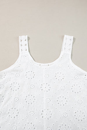 White Eyelet Embroidery Tank Top-7