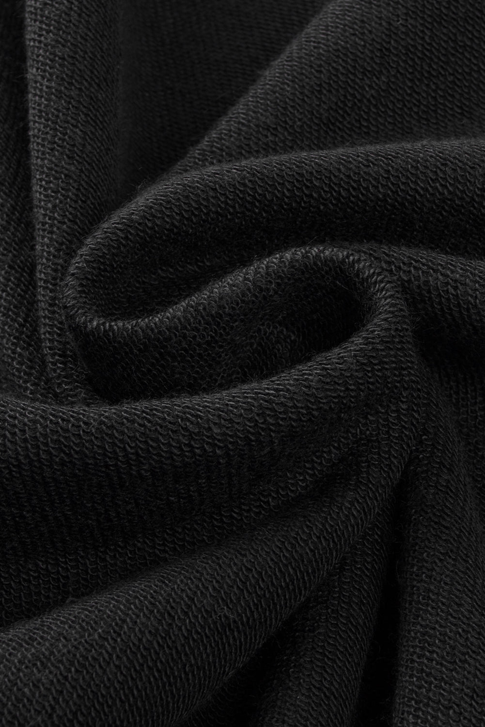 Black Oversized Exposed Seam Henley Sweatshirt-6