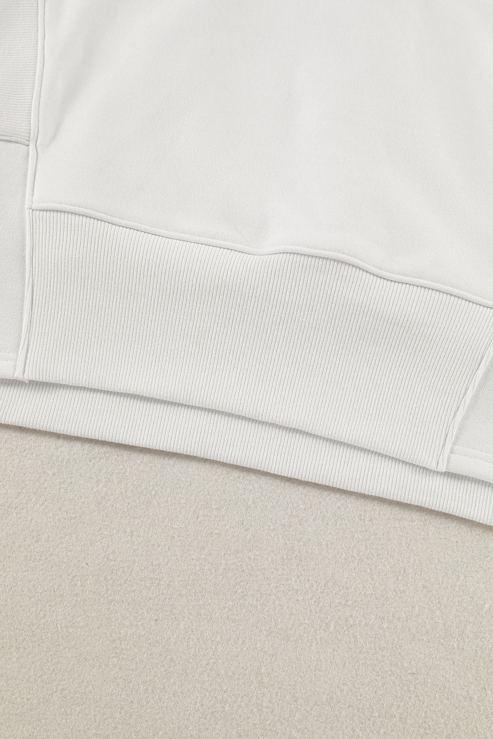 White Oversized Quarter-Zip Pullover Sweatshirt-10