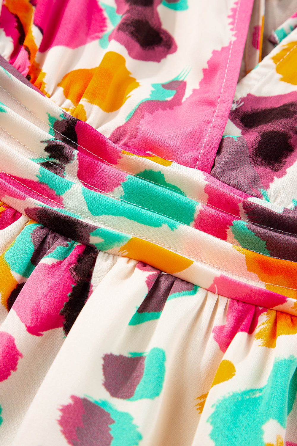 Pink Boho Tie-dye Print V Neck Maxi Dress-15