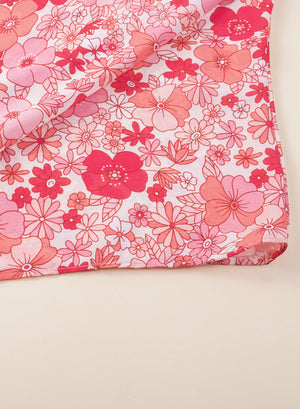 Pink Boho Floral V Neck Kimono Style Blouse-14