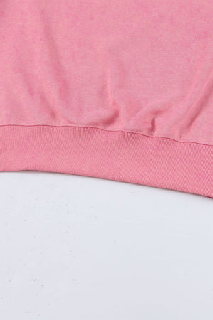Pink Drop Shoulder Ribbed Trim Oversized Sweatshirt-8