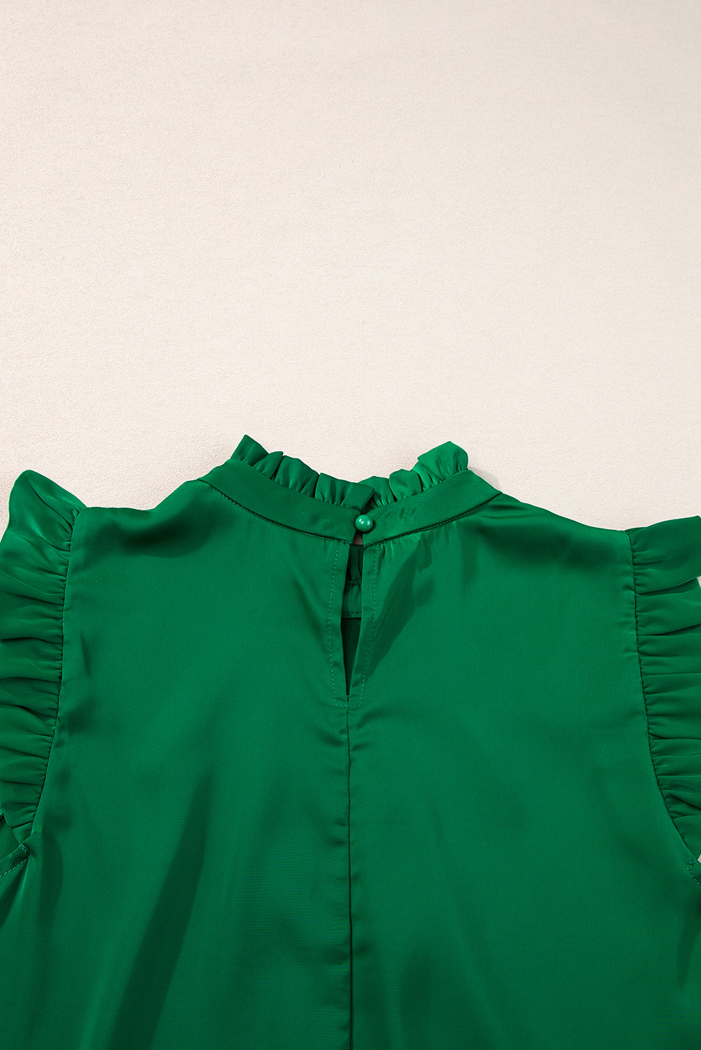 Bright Green Pleated Mock Neck Frilled Trim Sleeveless Top-10