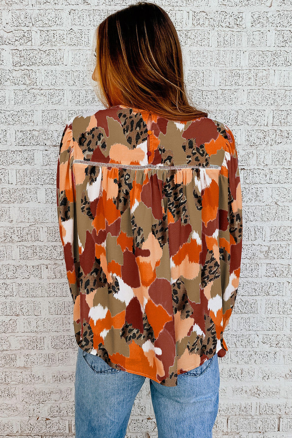 Abstract Printed Long Sleeve Blouse-1