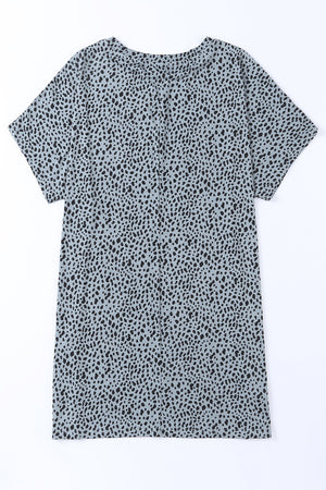 Gray Leopard Print Side Pockets Tunic Top-5