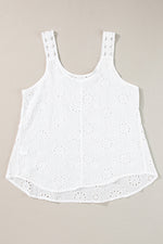 White Eyelet Embroidery Tank Top-4