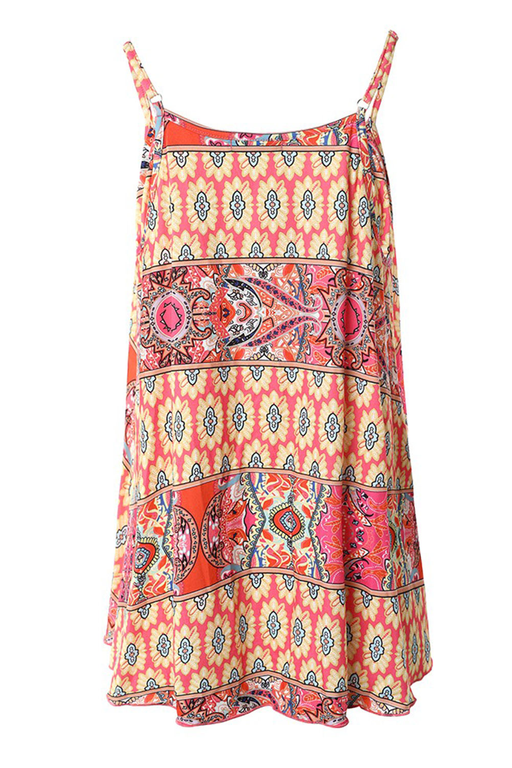 Red Bohemian Print Spaghetti Strap Flowy Tank Top-5