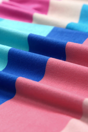 Multicolor Color Block Striped Bow Knot Straps Maxi Dress-12