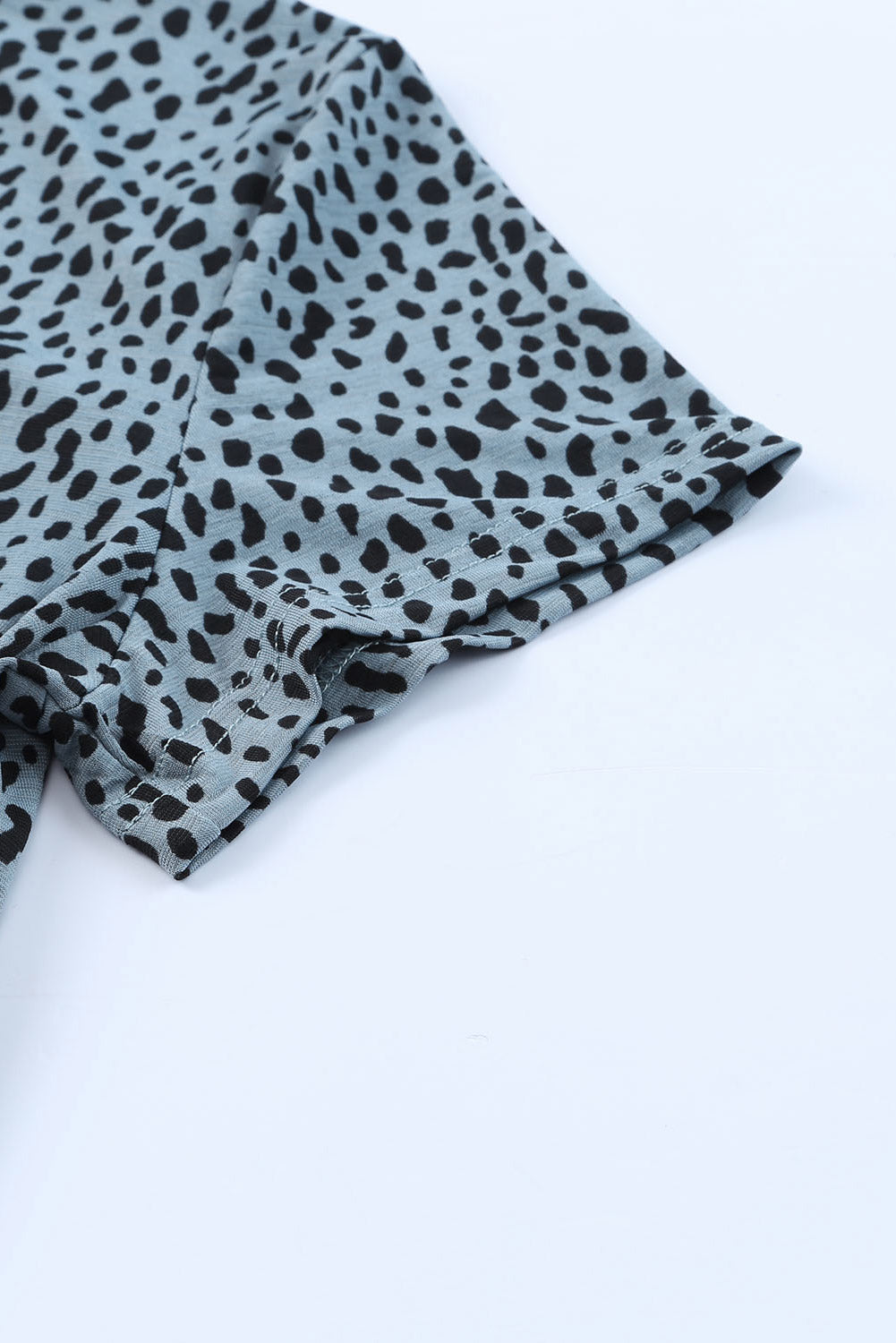 Gray Cheetah Print O-neck Short Sleeve T Shirt-15