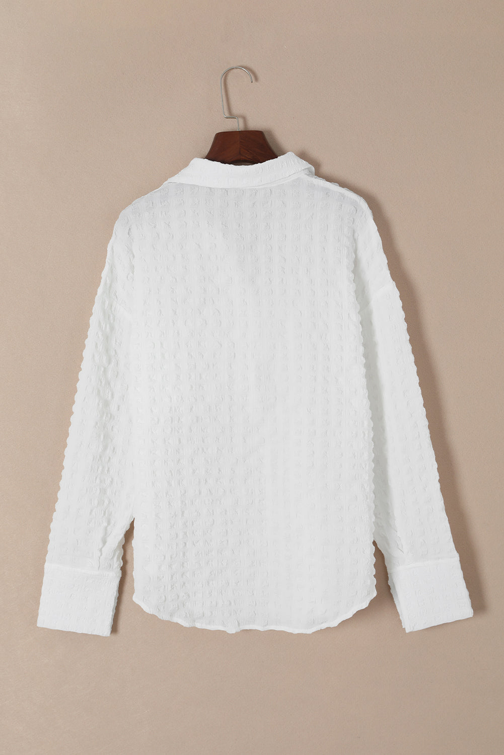 White Crinkled Plaid Textured Shirt-11