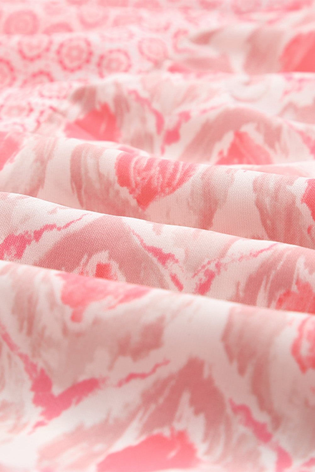 Pink Abstract Print Split Neck Sleeveless Maxi Dress-19