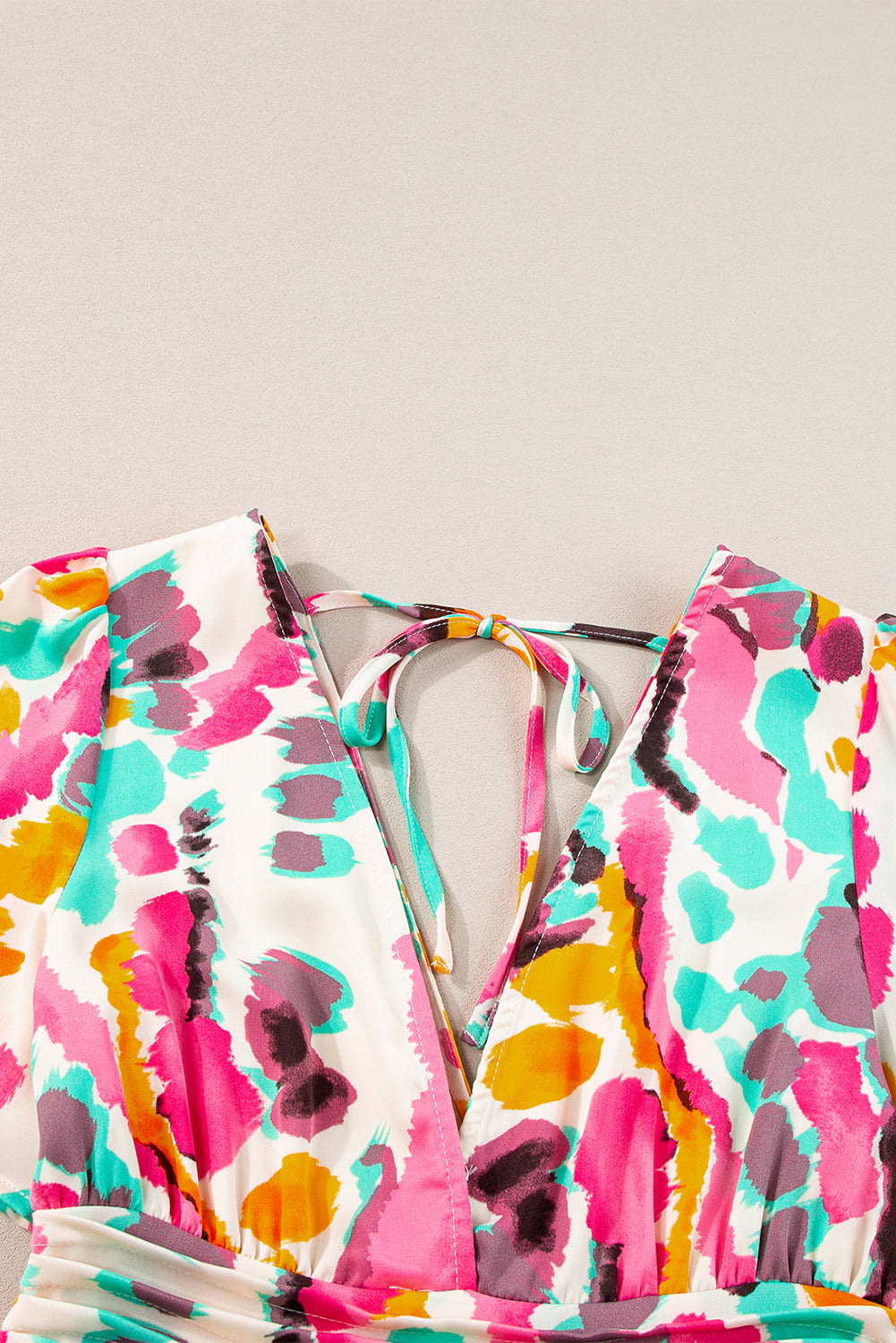 Pink Boho Tie-dye Print V Neck Maxi Dress-14