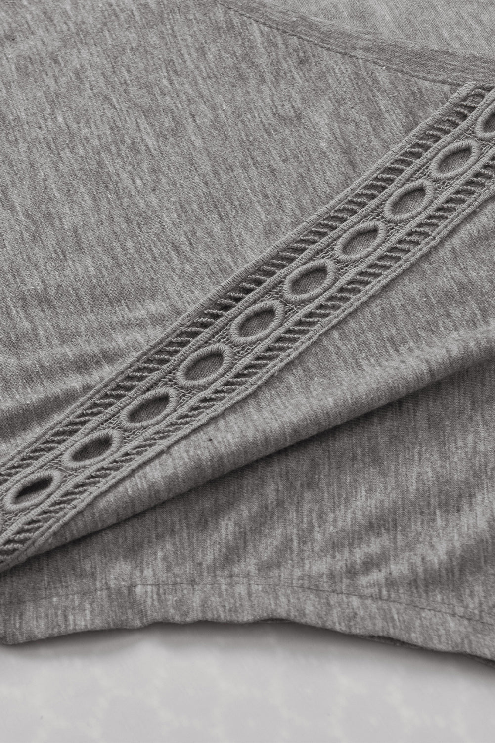 Gray Crochet Lace Detail Oversized Tee-9