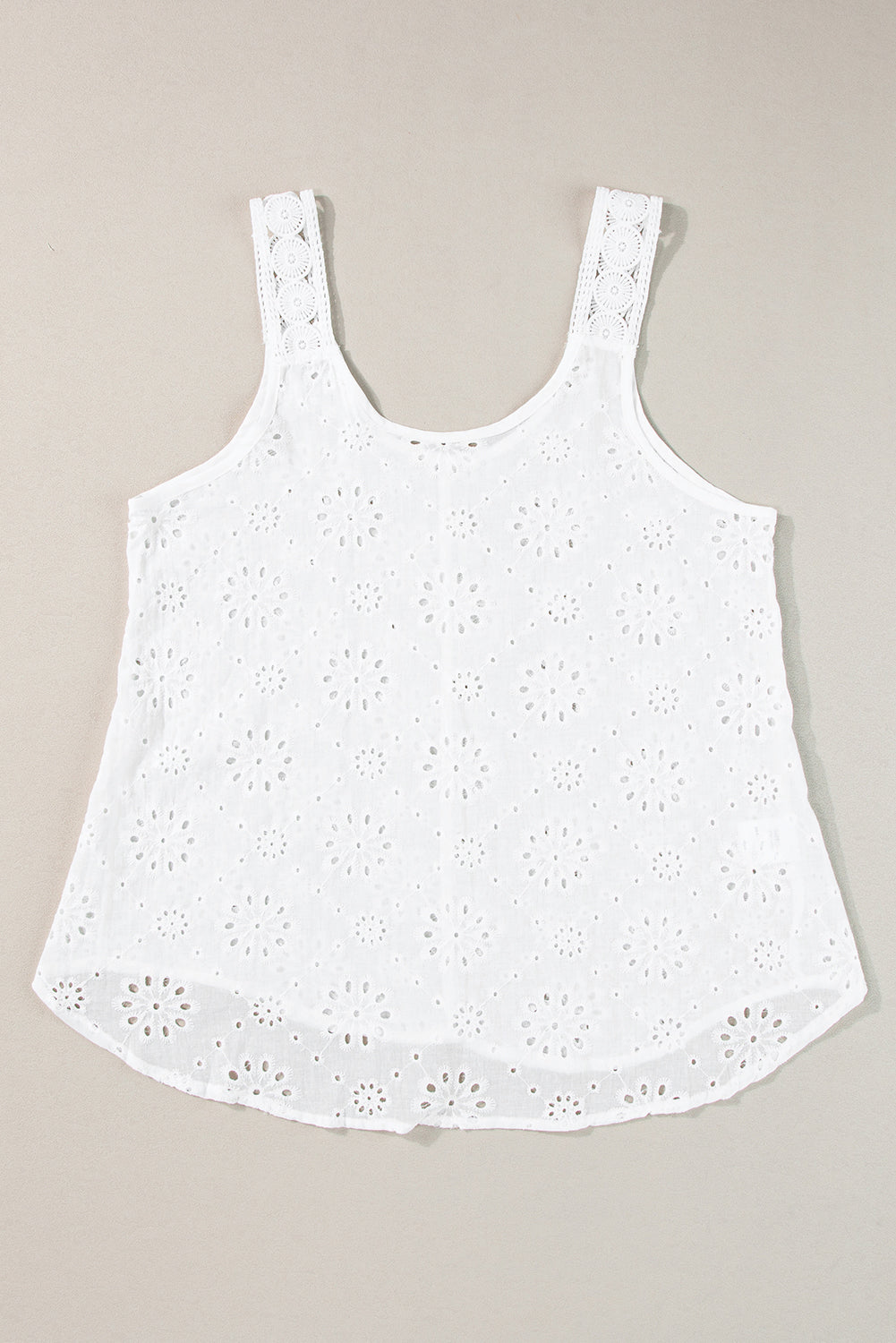 White Eyelet Embroidery Tank Top-5