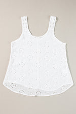 White Eyelet Embroidery Tank Top-5